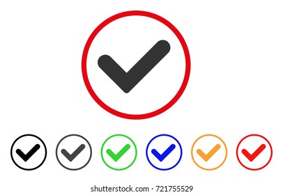 Yes icon. Vector illustration style is a flat iconic yes grey rounded symbol inside red circle with black, gray, green, blue, red, orange color variants. Designed for web and software interfaces.