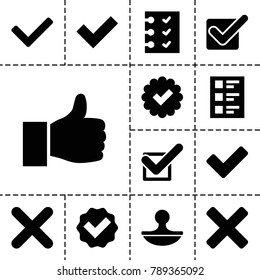 Yes icons. set of 13 editable filled yes icons such as tick, checklist, stamp, cross