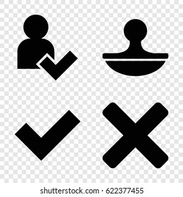 Yes icons set. set of 4 yes filled icons such as stamp, add user, cross