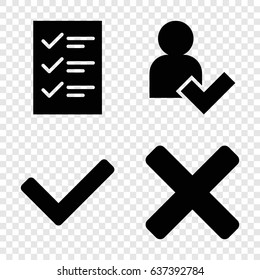 Yes icons set. set of 4 yes filled icons such as add user, checklist, tick