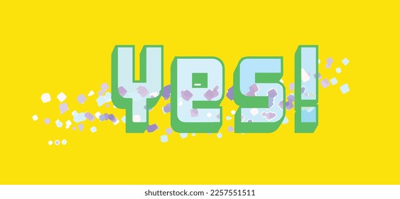 Yes letter in 3D font with a choice of background and color. There are fireworks all around, creating a joyful atmosphere. Ideas for designing a proposal card, an invitation response, or celebration