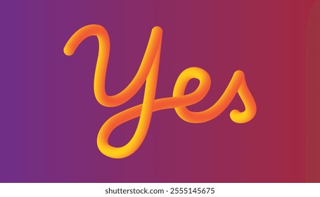 Yes Letter drawing vector. Yes Letter drawing two color gradients on yellow and blue Background.