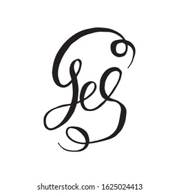 YES LETTERING. Vector calligraphy handwriting word. Black on white. Brush pen lettering. Vector Illustration