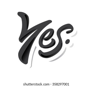 Yes lettering vector sketch