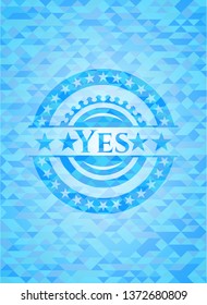 Yes light blue emblem. Mosaic background