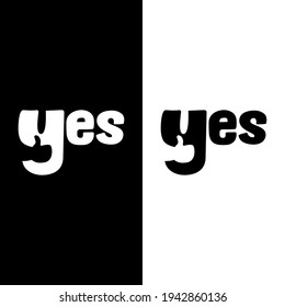 Yes logo with thumbs up. black and white color typography yes isolated background. can be used for content, media, brand, symbol and icon.