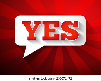 YES Message vector bubble, promotional background, presentation poster