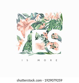 yes is more slogan with vintage flowers in square frame illustration