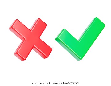 Mark X And V In Check Box. Green Hooks, Red Crosses. Yes No Icons For  Websites Or Applications, Highlight Selection. Right Wrong Signs Isolated  On White. Red Cross, Green Tick Vector Set