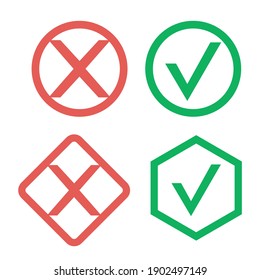 Yes and no accept. Approve sign. Check and choice icons
