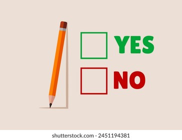 Yes or no answer to asking question as choice decision. Business decision. Vector illustration.