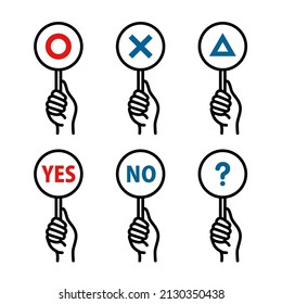 Yes or no answer plate. Simple vector icon set.