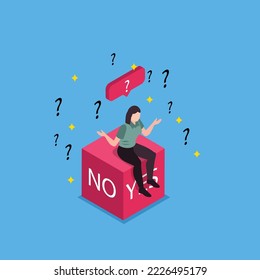 yes or no answers and decision making isometric 3d vector illustration concept for banner, website, illustration, landing page, flyer, etc.