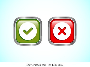 Yes and No badges, Check mark and cross mark icons