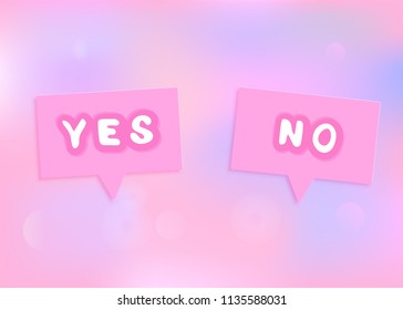 Yes and No banner. Stickers with handwritten lettering and speech bubbles. Element for graphic design - poster, flyer, brochure, card, tag, badge. Vector illustration.