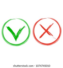 Yes, no brush draw icon. Vector eps 10.