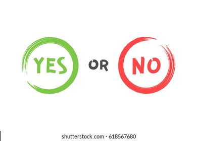 Yes Or No Brush Signs. Symbols YES Or NO