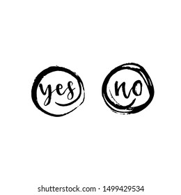 Yes No bubbles vector lettering art. Brush ink inscription for photo overlays, typography greeting card or t-shirt print, flyer, poster design, home decor and for web.