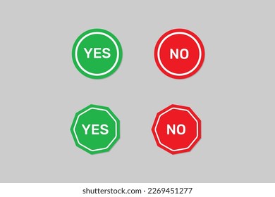 Sí o ningún botón aprobado o rechazado el diseño vectorial.