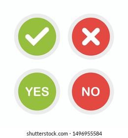 Yes and no button with check mark and cross icons