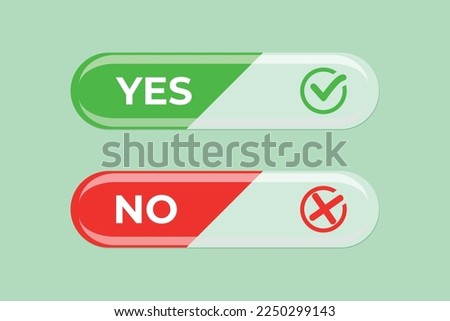 Yes And No button with check mark symbol