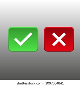 Yes or No button. Check marks icons. Vector icons