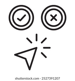 Yes or No button with cursor icon, simple flat icon style