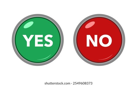 Yes and No button in flat design on white background. Approved and Rejected.