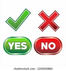 The YES and NO button icons are also equipped with tick and cross symbols