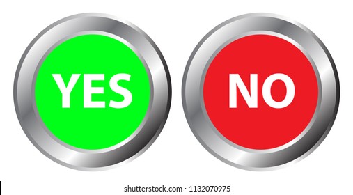 yes and no button symbol, The mark is correct and incorrect on green and red aluminium button