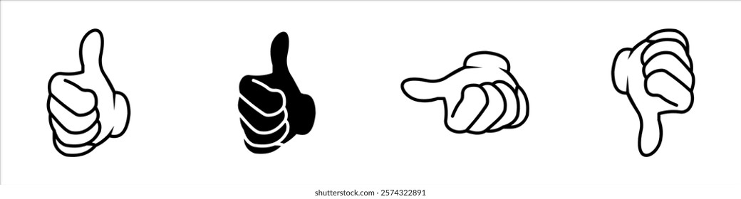 Yes and no button with thumbs up and thumbs down icons, vector, sticker .vector illustration, pictogram isolated on white background. color editable