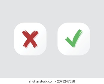 botones sí y no, icono aprobado, icono rechazado, conjunto de iconos de confirmación