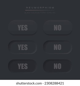 Yes and no buttons. Black push button set for making choice. Test question in dark style. Vector illustration