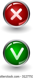 Yes or No buttons cons vector,  check marks