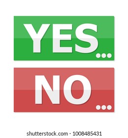 Yes and No buttons in flat design. Vector illustration. Yes and No, two conceptual buttons
