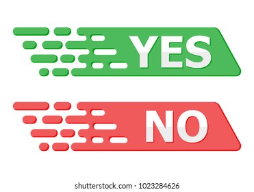 Yes and No buttons in flat design. Vector illustration. Yes and No, two conceptual buttons