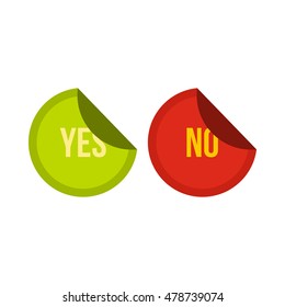 Yes and no buttons icon in flat style isolated on white background. Click and choice symbol vector illustration