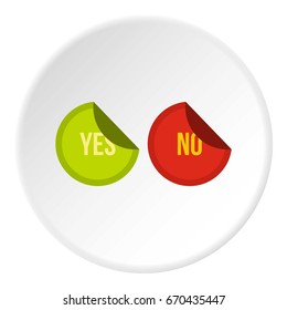 Yes and no buttons icon in flat circle isolated vector illustration for web
