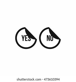 Yes and no buttons icon in simple style isolated on white background. Click and choice symbol