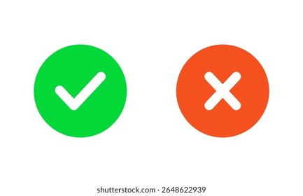 yes and no buttons, red crossmark and green checkmark vector illustration