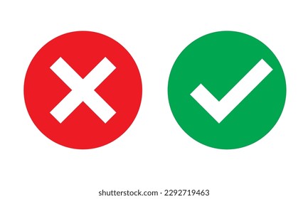  yes and no buttons tick and cross icons green and red