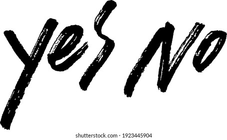 yes or no calligraphy typography hand write brush pen draw black text keyword 