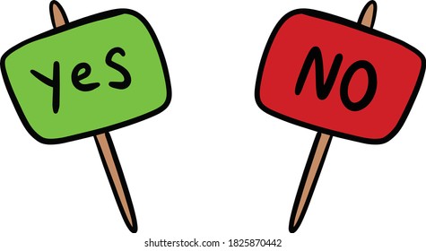 Yes and No Cartoon Banners Vector Illustration 