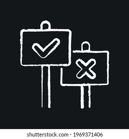 Yes and No chalk icon. Voting, poll. Customizable illustration. Vector isolated outline drawing.