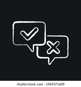 Icono de Sí y Sin tiza. Votación, encuesta. Ilustración personalizable. Dibujo de contorno aislado del vector.