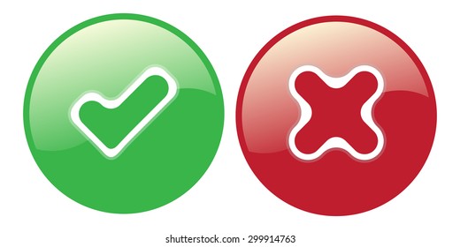 yes no check choice mark button vector web element isolated vote red cross and green hook icon