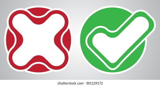 yes no check choice mark button vector web element isolated vote red cross and green hook icon