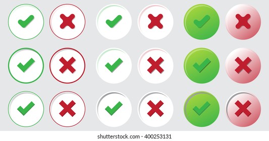 yes no check choice mark button vector web element isolated vote icon set