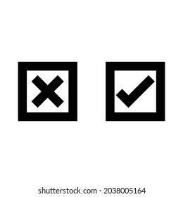 Ja oder Nein. Markieren und kreuzen Sie Symbol einzeln auf weißem Hintergrund. Vektorgrafik