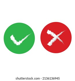 Yes Or No. Check Mark And Cross. Vectot Illustration